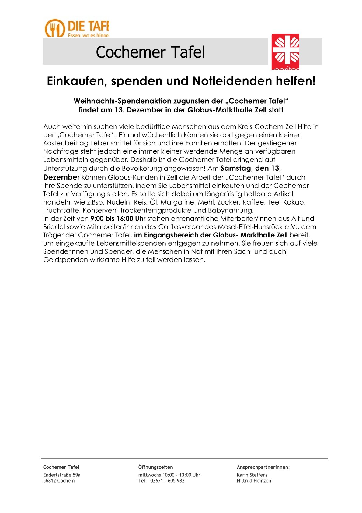 Cochemer Tafel - Caritas